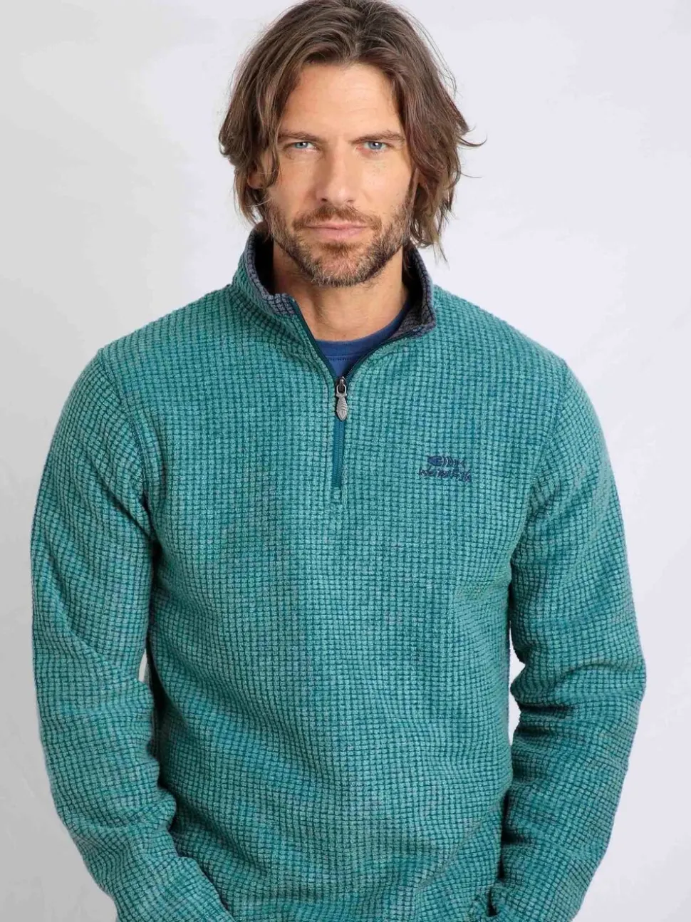 Weird Fish Green Newark Quarter Zip Grid Fleece