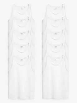 White 100% Cotton Layering Vests 10 Pack
