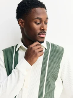 White / Sage Green Stripe Short Sleeve Jersey Shirt