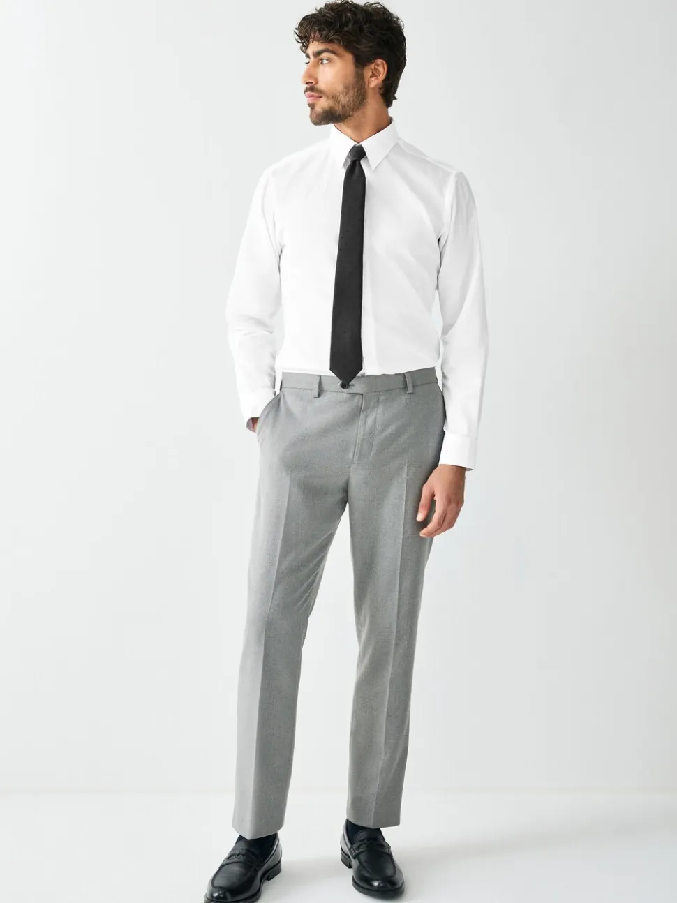 White /Black Slim Fit Occasion Shirt And Tie Set