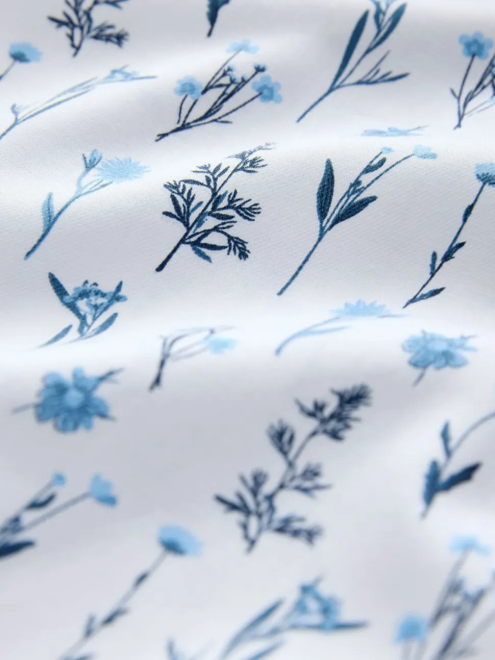 White Blue Floral Print Regular Fit Long Sleeve Shirt