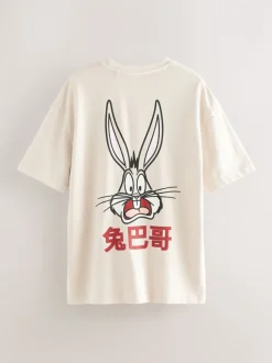 White Bugs Bunny Looney Tunes Licence Graphic Print T-Shirt
