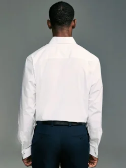 White Button Down Collar Regular Fit Easy Care Double Cuff Smart Shirt