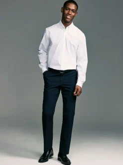 White Button Down Collar Regular Fit Easy Care Double Cuff Smart Shirt