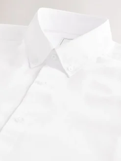 White Button Down Collar Regular Fit Easy Care Double Cuff Smart Shirt