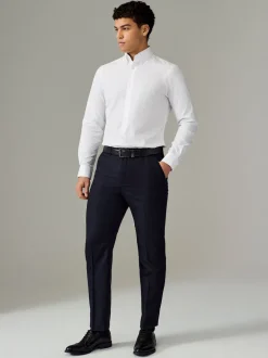White Button Down Collar Slim Fit Easy Care Single Cuff Smart Shirt