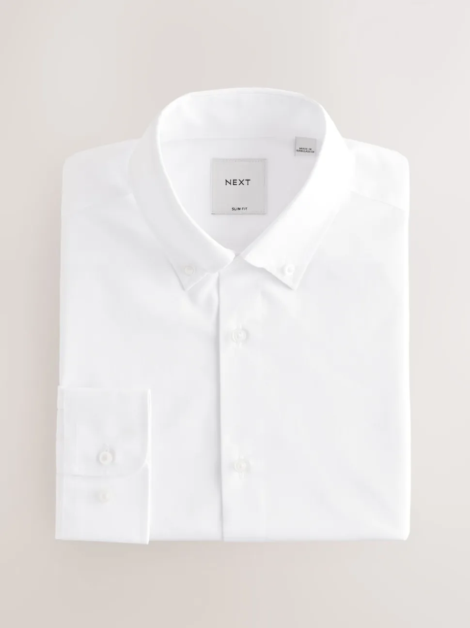 White Button Down Collar Slim Fit Easy Care Single Cuff Smart Shirt