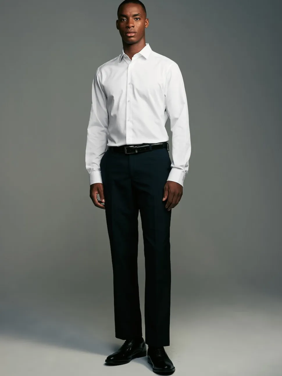 White Easy Care Textured Slim Fit Single Cuff Smart Shirts 2 Pack