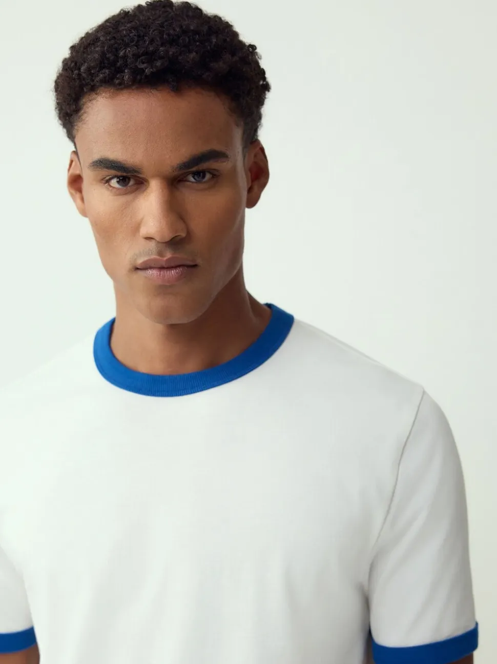 White Ecru Single Slim Fit Ringer T-Shirt