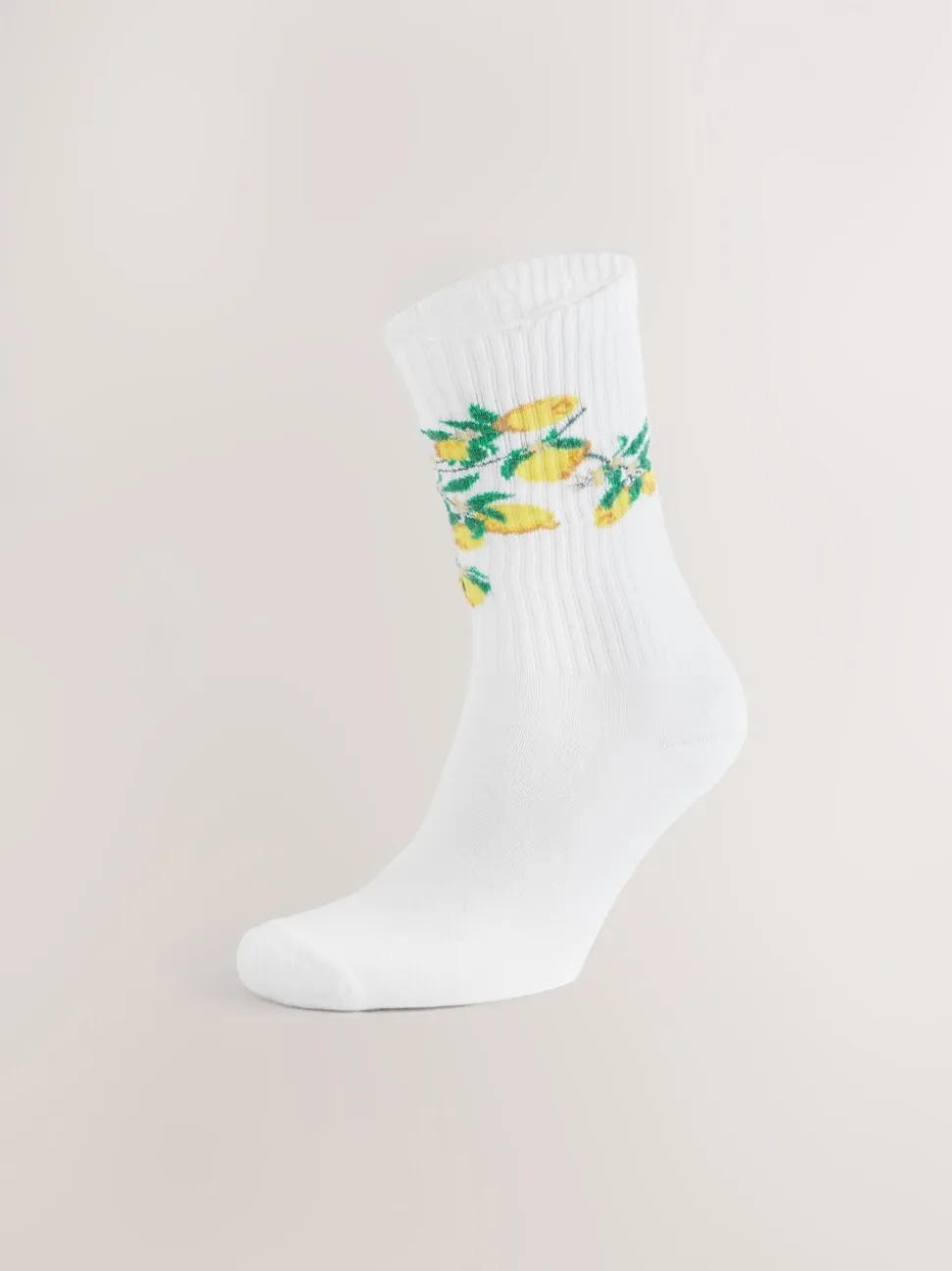White Fruit Pattern Embroidered Sports Socks 4 Pack