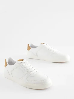 White Lace-Up Low Trainers