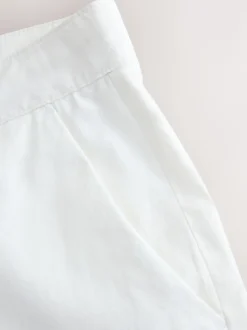 White Linen Blend Trousers