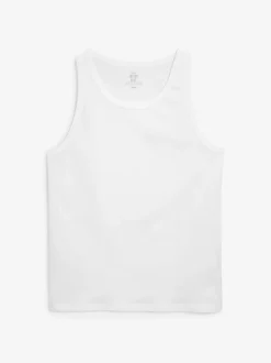 White Pure 100% Cotton Layering Vests 2 Pack