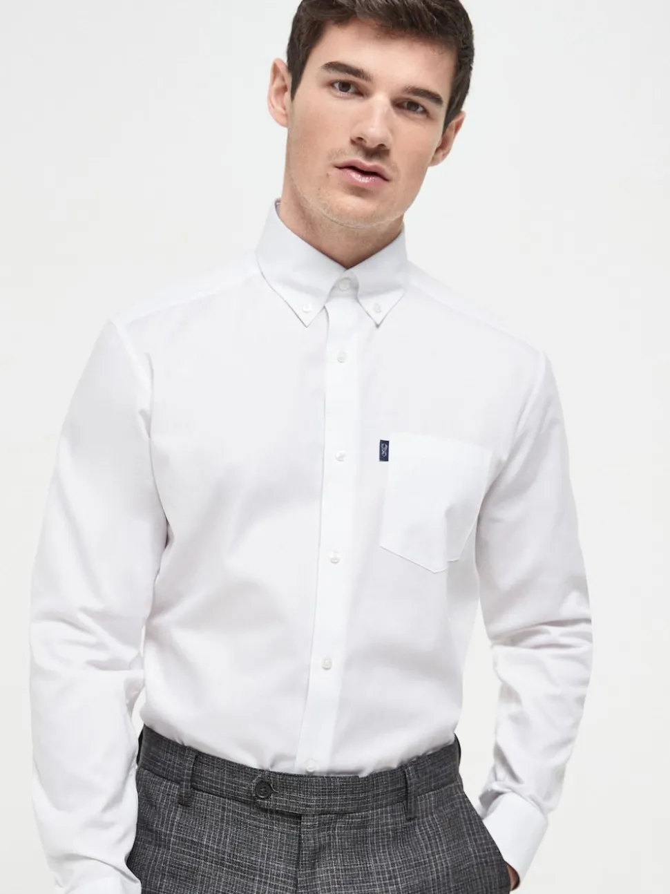 White Regular Fit Button Down Easy Iron Oxford Shirt