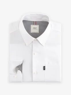 White Regular Fit Button Down Easy Iron Oxford Shirt