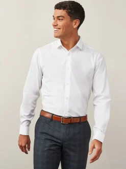 White Regular Fit Easy Care Double Cuff Smart Shirt
