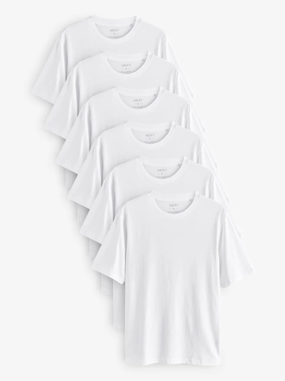 White Regular Fit Essential Cotton T-Shirts 6 Pack