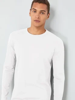 White Regular Fit Long Sleeve Crew Neck T-Shirt