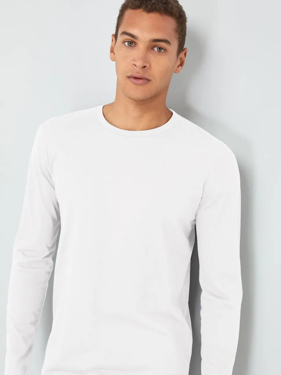 White Regular Fit Long Sleeve Crew Neck T-Shirt