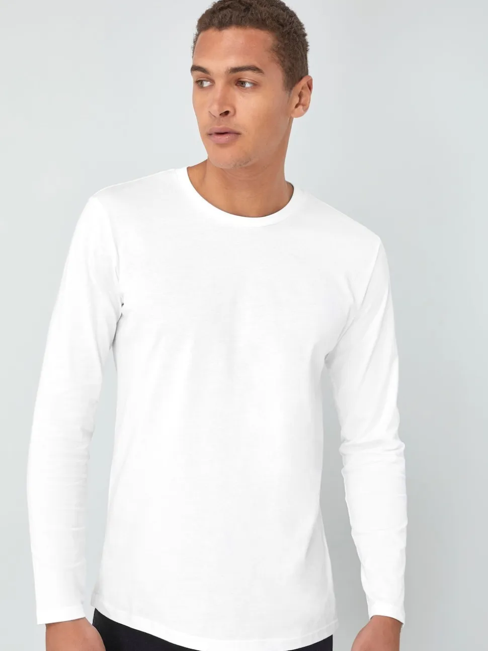 White Regular Fit Long Sleeve Crew Neck T-Shirt