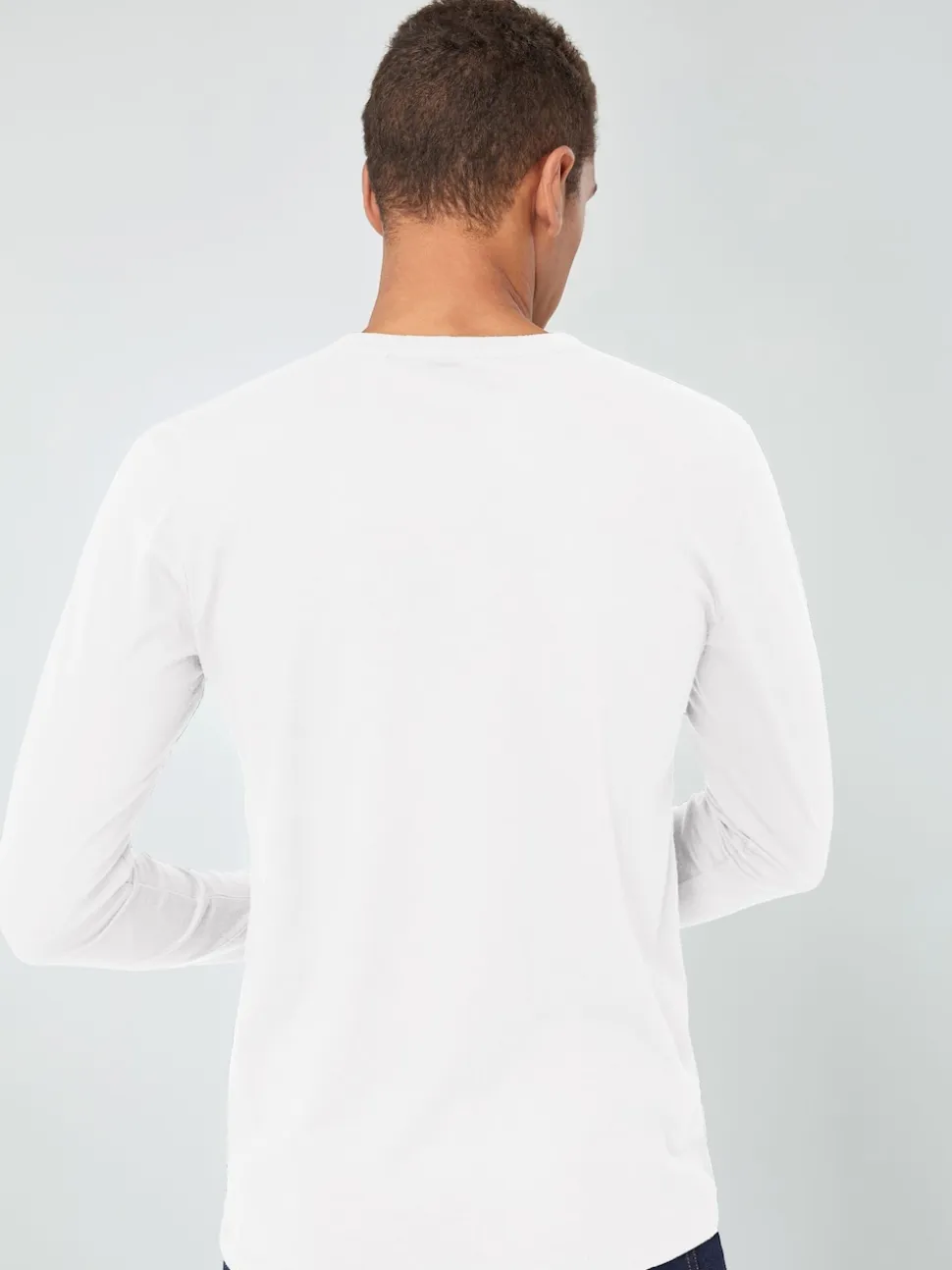 White Regular Fit Long Sleeve Crew Neck T-Shirt