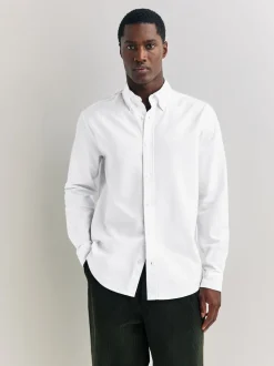 White Regular Fit Long Sleeve Oxford Shirt