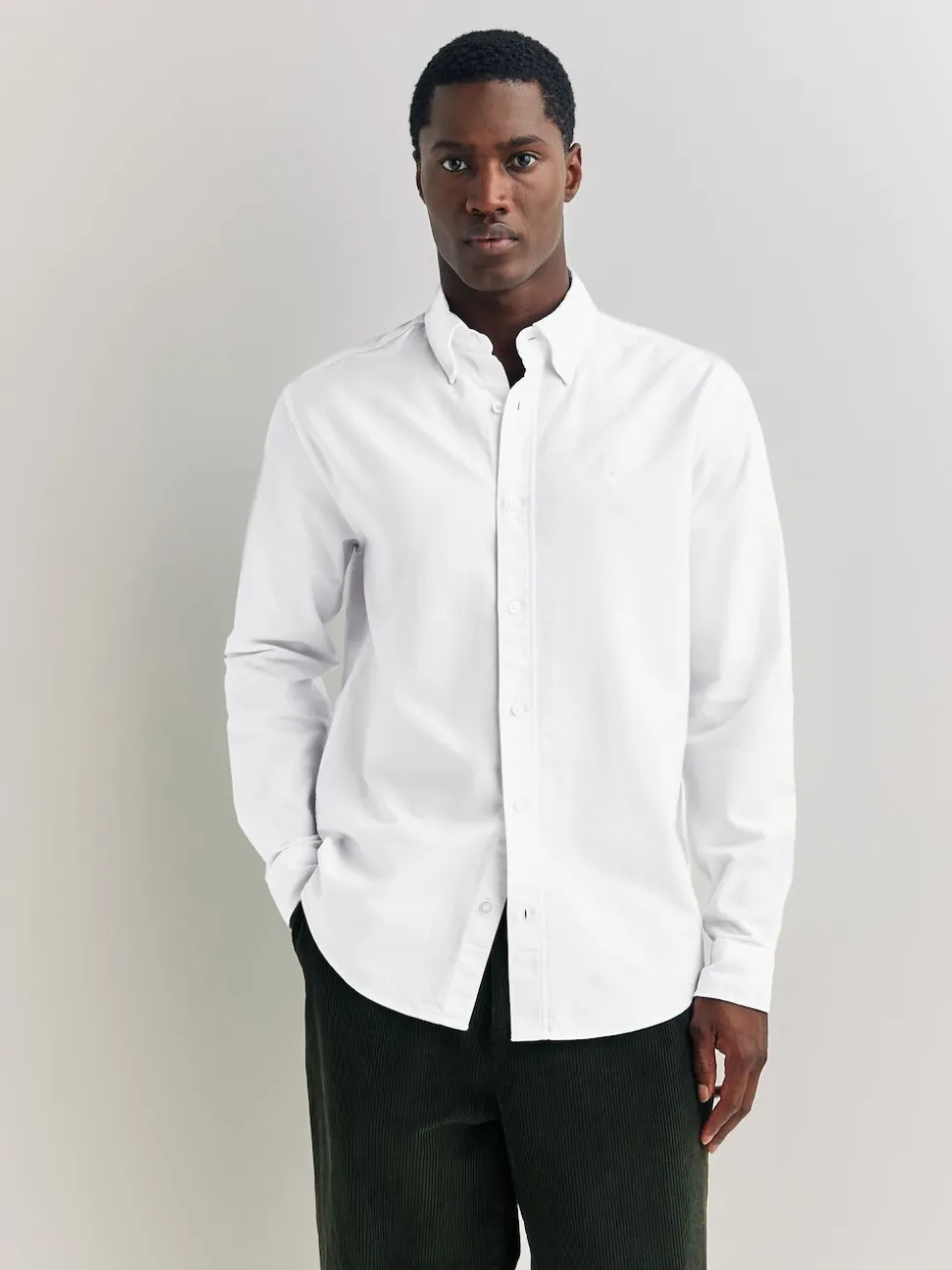 White Regular Fit Long Sleeve Oxford Shirt