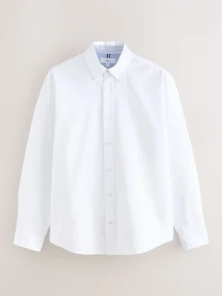 White Regular Fit Long Sleeve Oxford Shirt