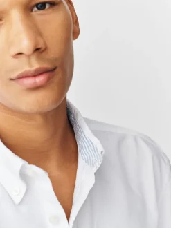 White Regular Fit Short Sleeve Oxford Shirt
