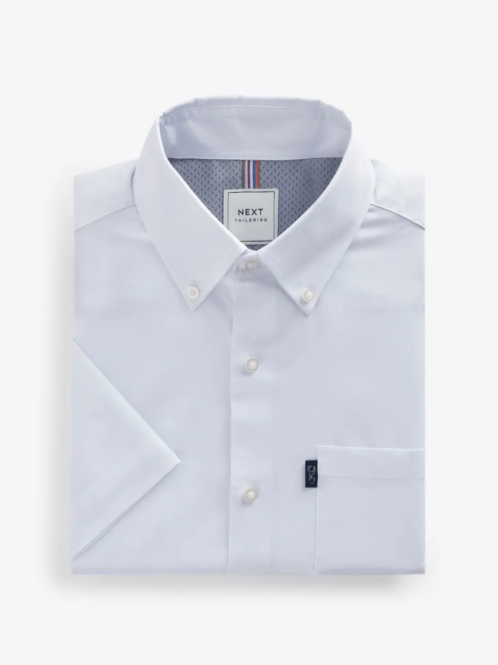 White Regular Fit Short Sleeve Easy Iron Button Down Oxford Shirt