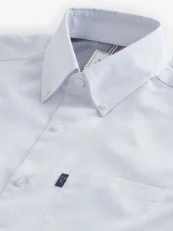 White Regular Fit Short Sleeve Easy Iron Button Down Oxford Shirt