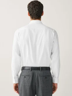 White Regular Fit Signature Textured Long Sleeve Shirt