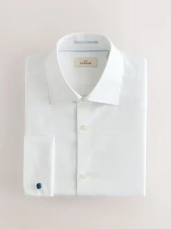 White Regular Fit Signature Premium 100% Cotton Textured Smart Shirt
