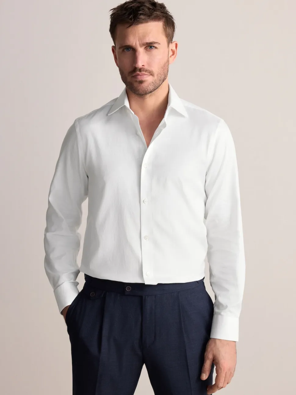 White Regular Fit Signature Textured Smart Shirt