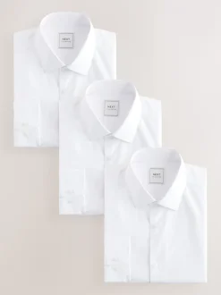 White Regular Fit Single Cuff Easy Care Smart Shirts 3 Pack