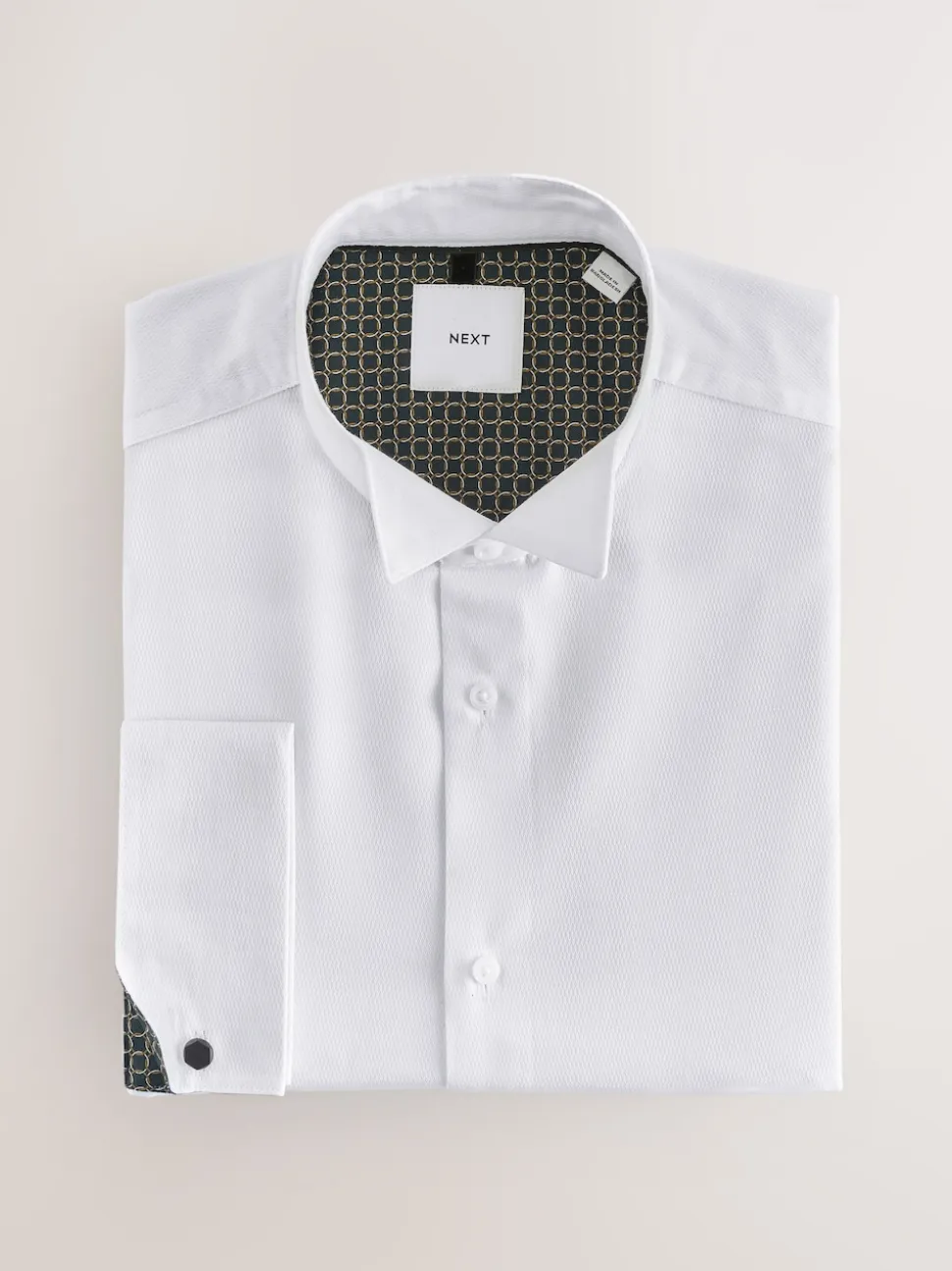 White Regular Fit Textured Wing Collar Dress Shirt