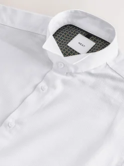 White Regular Fit Textured Wing Collar Dress Shirt
