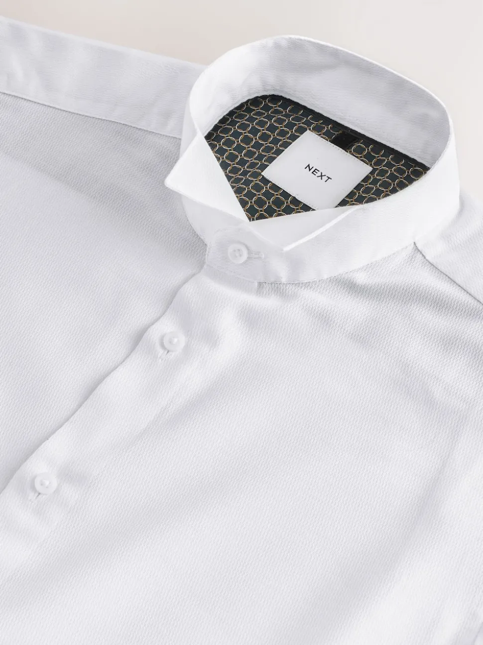 White Regular Fit Textured Wing Collar Dress Shirt