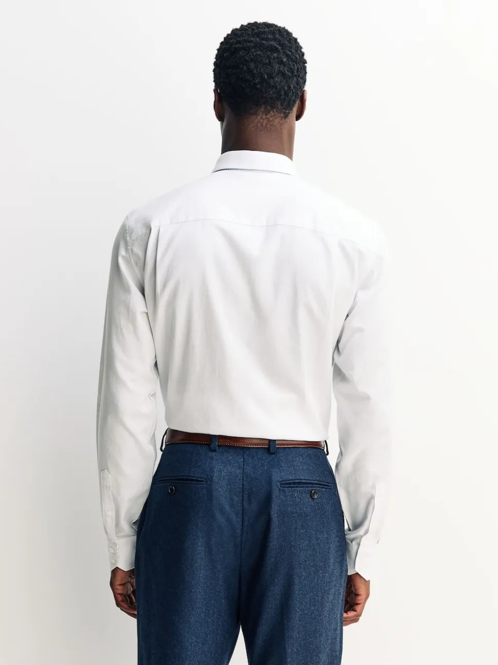 White Regular Fit Textured Long Sleeve Formal Shirt with Trim