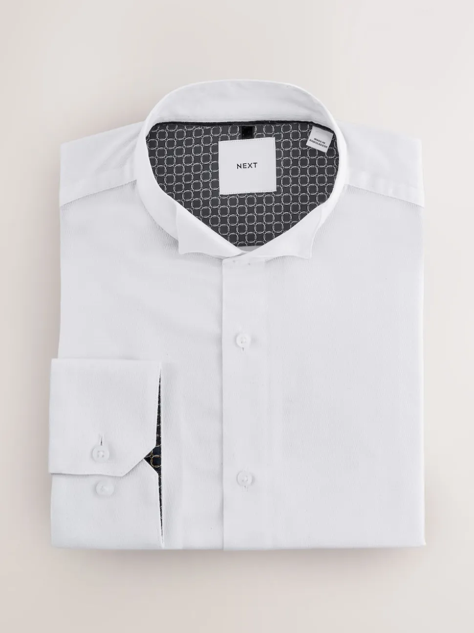White Regular Fit Wing Collar Occasion Long Sleeve Shirt
