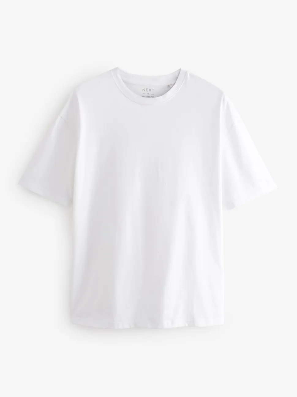 White Relaxed Fit Essential Crew Neck Cotton T-Shirt