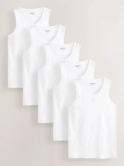 White Rib Vests 5 Pack