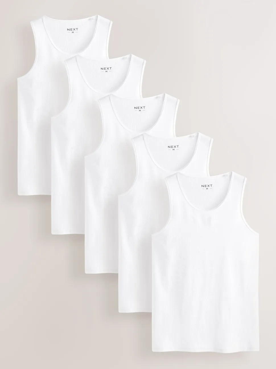 White Rib Vests 5 Pack