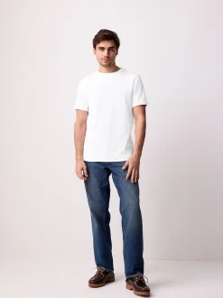 White Ribbed Short Sleeve Crew T-Shirt