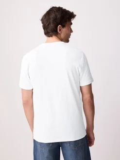 White Ribbed Short Sleeve Crew T-Shirt
