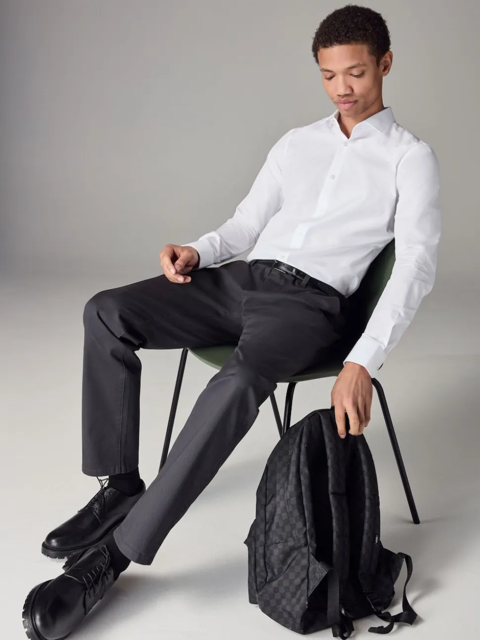 White Skinny Fit Easy Care Single Cuff Smart Shirt