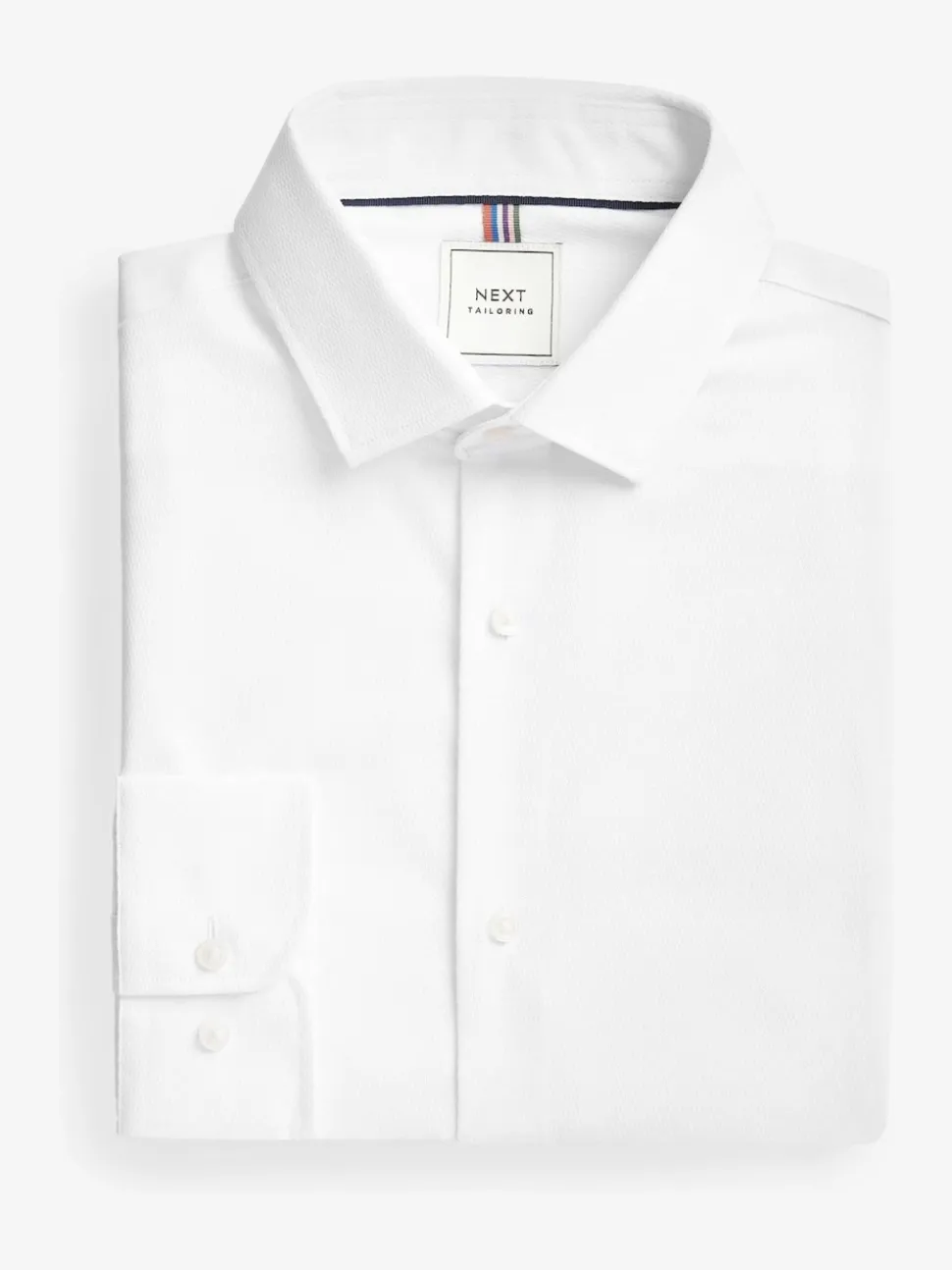 White Skinny Fit Easy Care Textured Single Cuff Smart Shirt