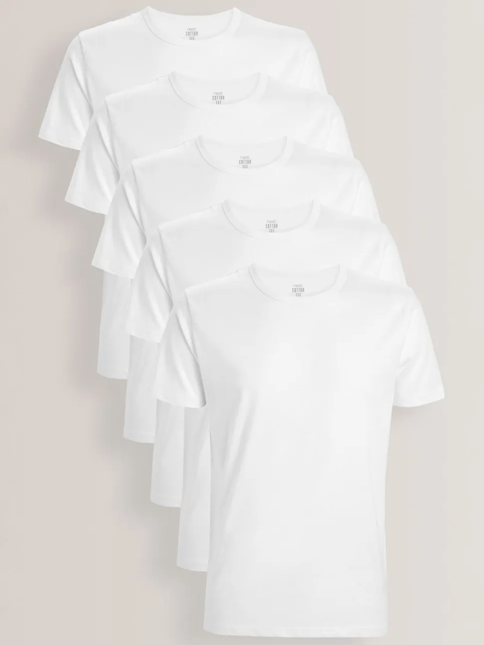 White Slim Fit 100% Cotton Layering T-Shirts 5 Pack