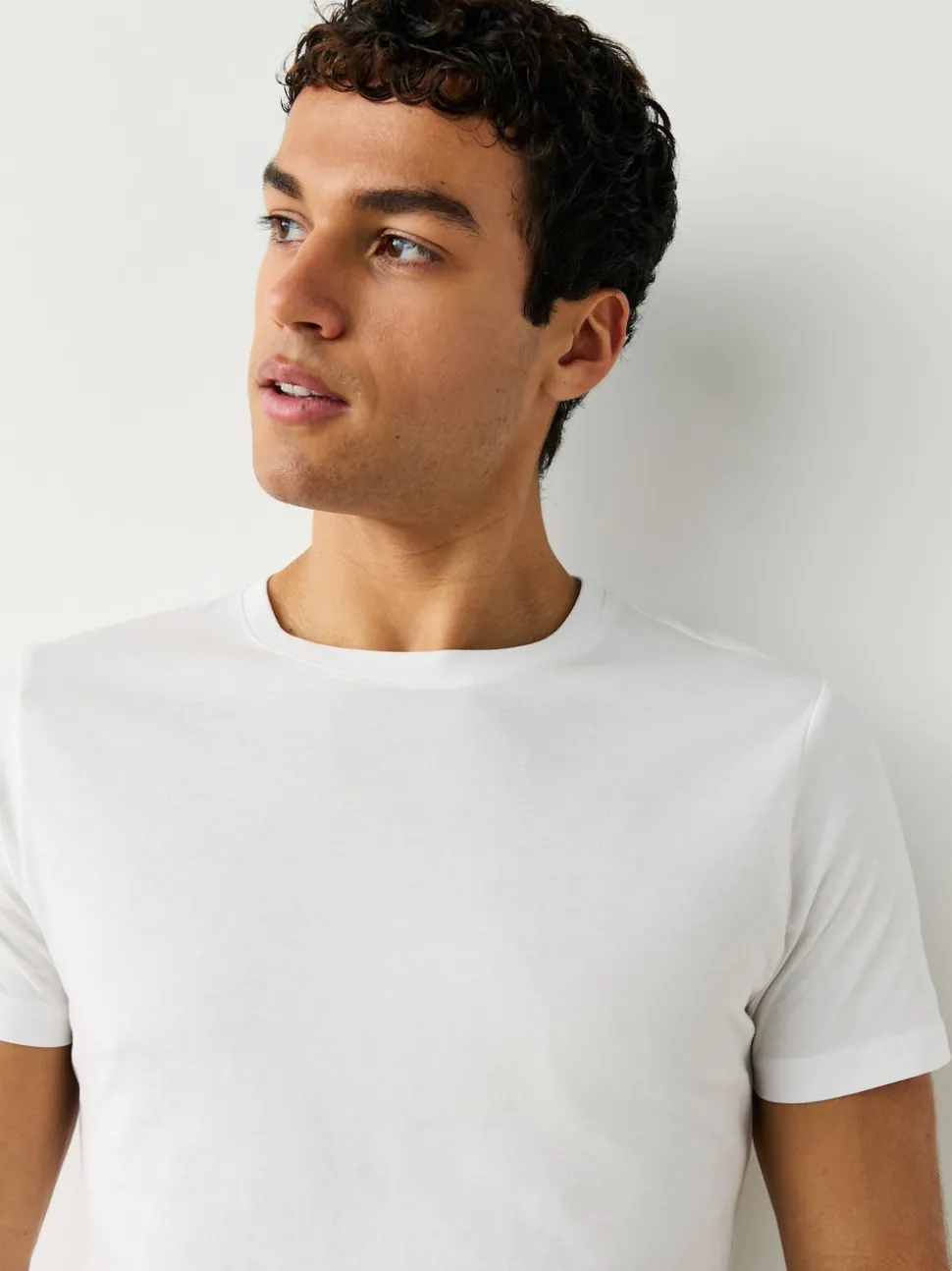 White Slim Fit 100% Cotton Layering T-Shirts 5 Pack