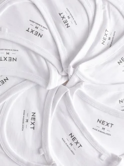 White Slim Fit 100% Cotton Layering T-Shirts 10 Pack